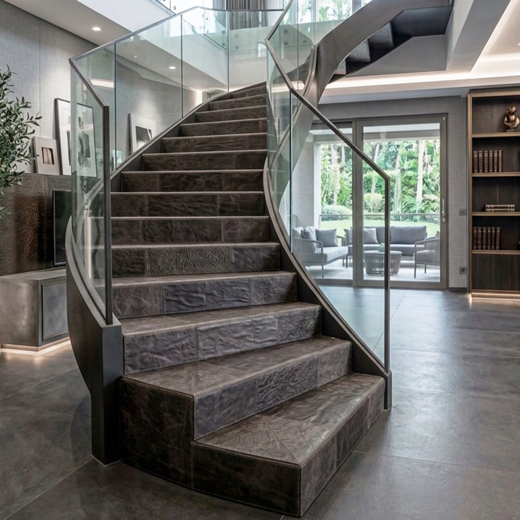 Treppe in Designervilla aus Leder