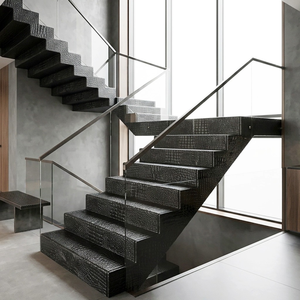 Schwarze Camyn Ledertreppe.